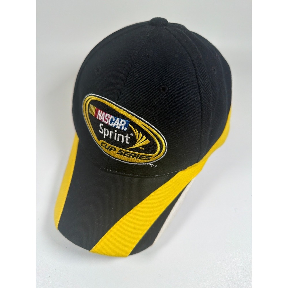 2008 NASCAR Sprint Cup Series Hat Black Yellow Speed Stripe Promo Strapback Cap